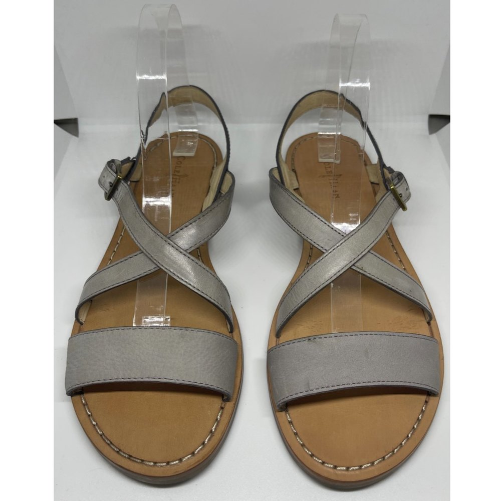 Cole Haan Minetta Flat Grey Leather Ankle Sandal